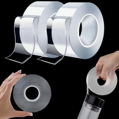 1 Roll 200/300/500CM Nanometer Tape Waterproof Double Sided Heavy Duty Strong Adhesive Tape Removable Traceless Multipurpose Clear Mounting Tape