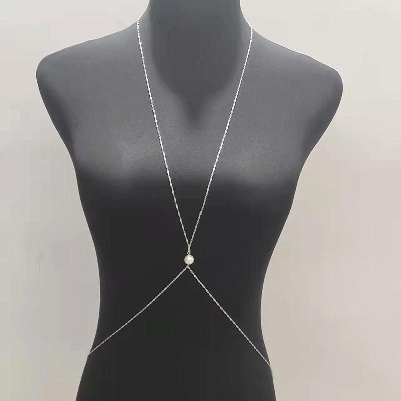 Sexy Chain Pearl Pendant Chest Chain Waist Chain, Simple Cross Bikini Body with Female