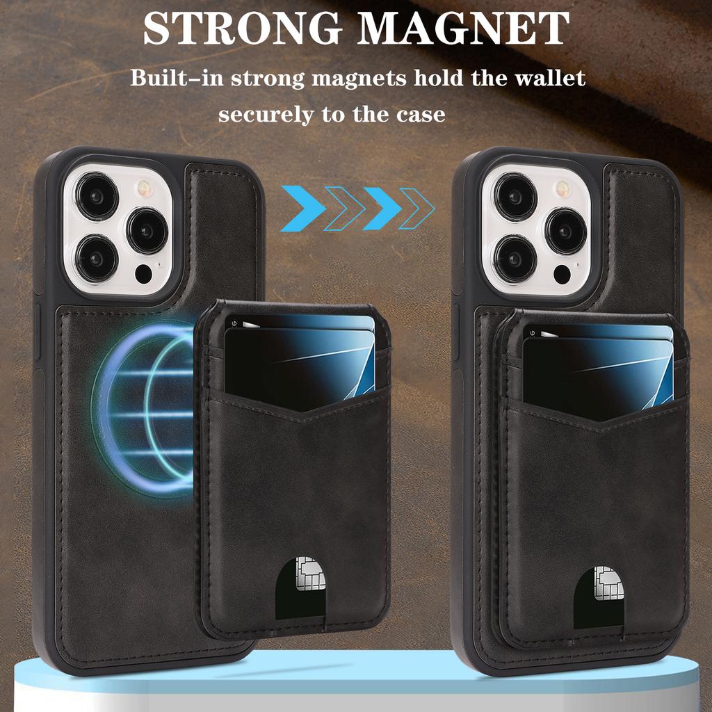 Magnetic Leather Phone Case with Card Holder for iPhone 12 - 17 Series Multi - functional Stand Shockproof Protective Cover
