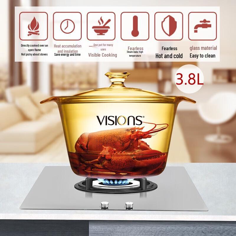 Corning VISIONS Transparent Glass Stew Pot
