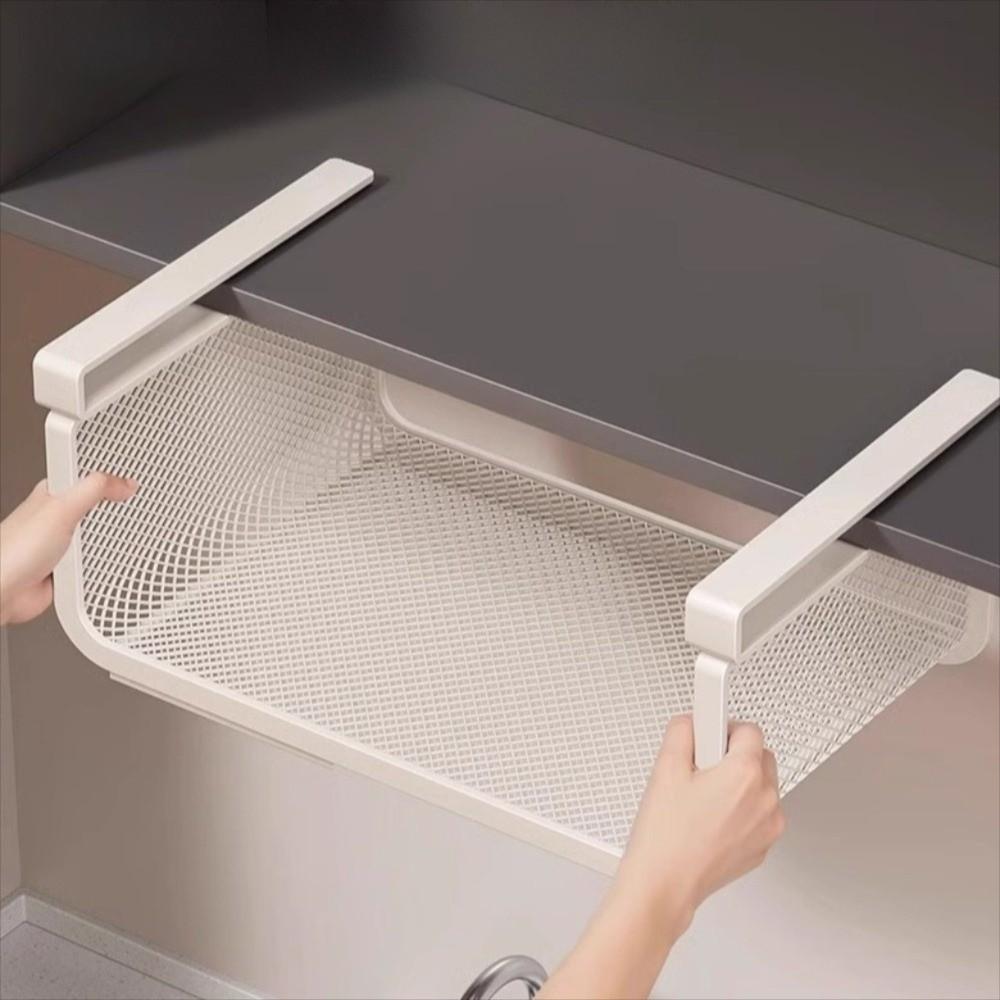 Wall Mounted Pull Out Storage Rack Under Shelf Storage Wall Wardrobe Storage Hanging Net Basket Metal Net Large Capacity