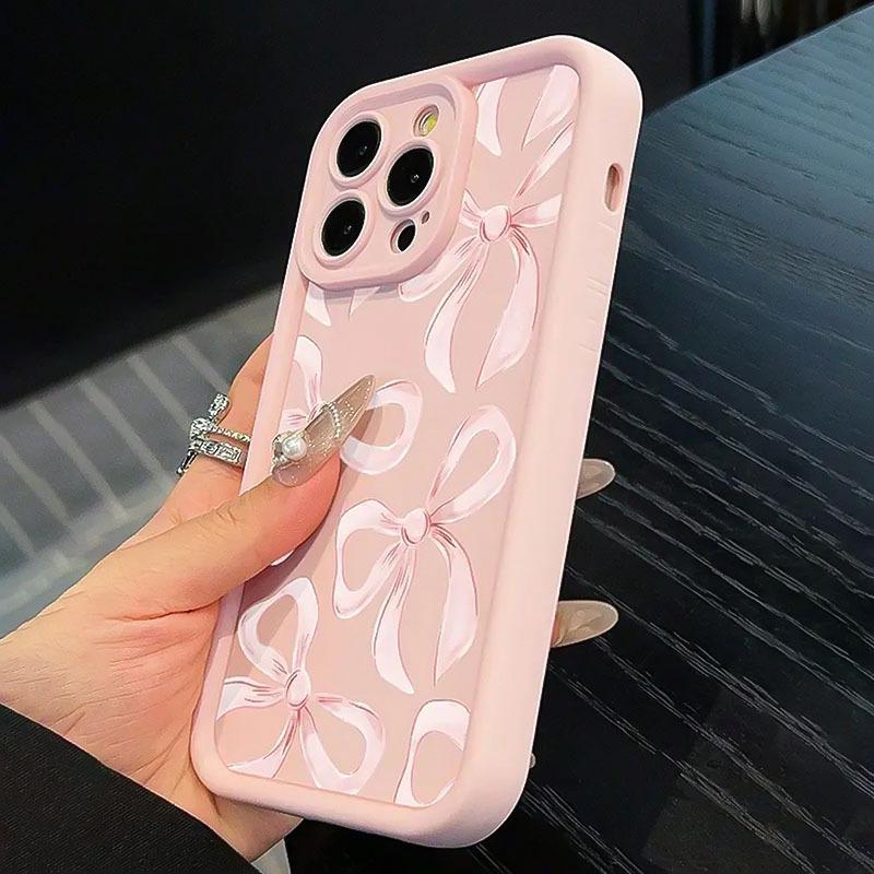 Pretty girl pink bow pattern phone case suitable for iPhone 17 16 15 14 13 12 11 Pro/Max/Plus anti drop and shockproof