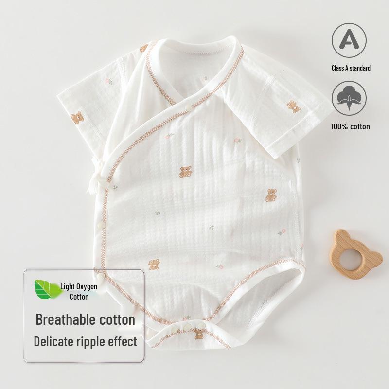 A-Class Cotton Baby Romper - Breathable Summer Jumpsuit with Snap Crotch for Newborns