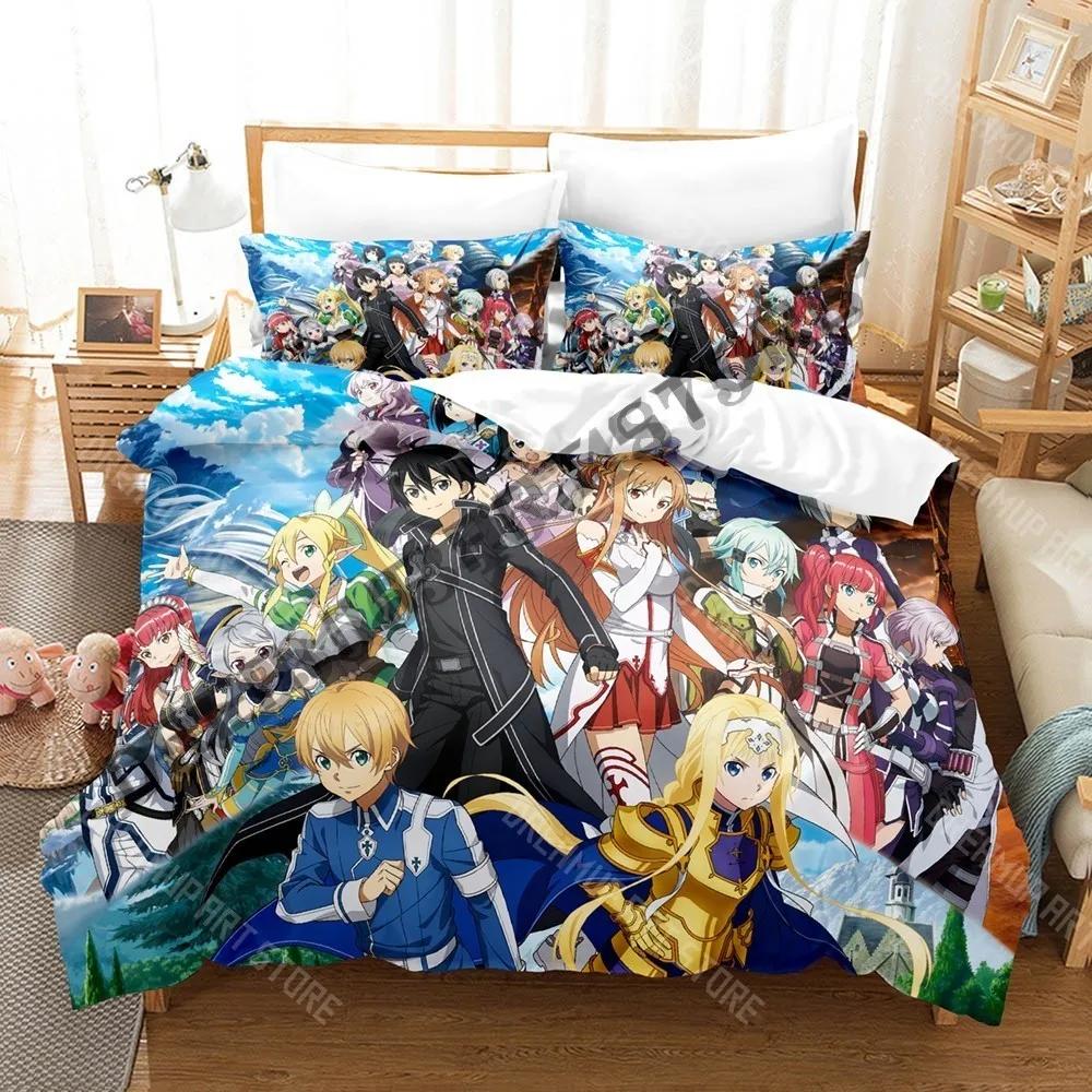 3D Print Sword Art Online Game SAO Bedding Set Single Twin Full Queen King Size Bed Set Adult Kid Bedroom Duvetcover Sets A
