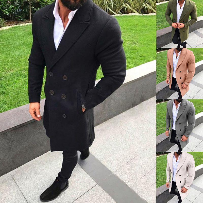 Luxurious Men's Winter Trench Coat With Warm Lapel And Hidden Shoulder Pads