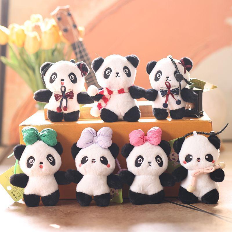 Cute Panda Plush Doll With Pp Cotton Filling For Bags And Gift Accessories