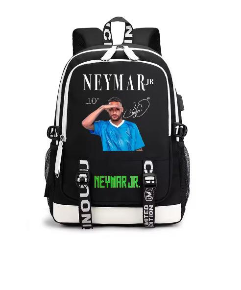 Neymar Neymar Football Print Student Bag Usb Backpack Leisure Outdoor Travel Bag
