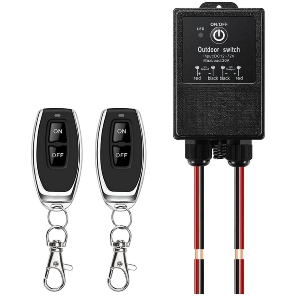 12V Wireless Remote Control Relay Switch with Long Range RF Signal and IP65 Waterproof for Motor Fans and Lights