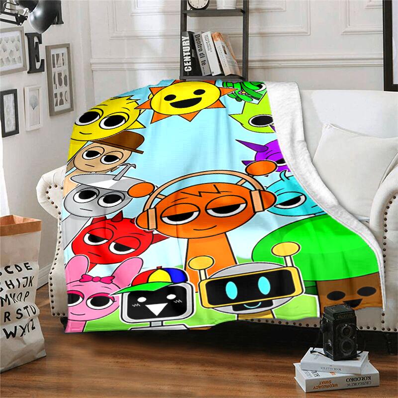 1pc Blanket Sprunki7 Print Design, Lightweight Blanket for Sofa, Bed- Soft &Warm, Gift for All Seasons like Christmas, Halloween
