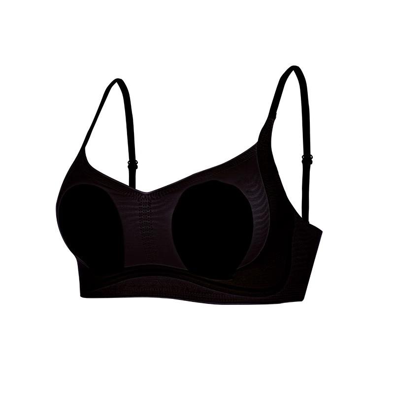 Ice silk seamless underwear women's big breasts show small rabbit ears, thin shoulder straps, large open back, breathable bra, summer thin style