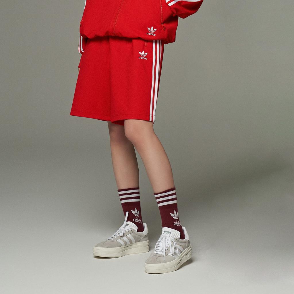 Adidas Originals Cn Short U Three Stripe Color Block Elastic Waist Sports Shorts Unisex Shorts Light-Crimson IT4477