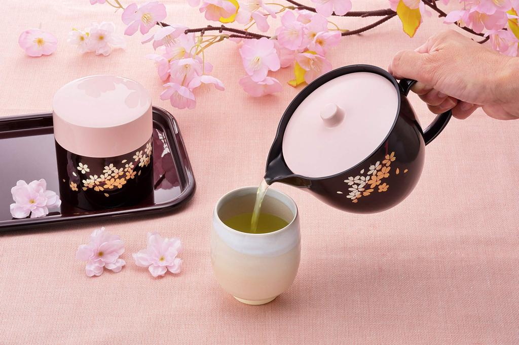 Miyamoto Sangyo Tea Cherry Blossom Yamanaka Cherry Blossom Blizzard Tea Caddy Caddy, Pattern, Lacquerware,