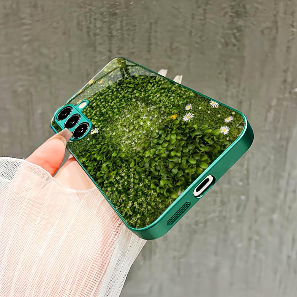 Flowers and plants Glass PhoneCase for Samsung Galaxy S26 S25 S24 S23 S22 FE Ultra Plus Built-in glass green Exquisite Nature