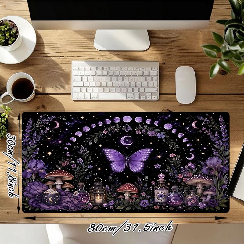 1Pc Purple Fantasy Garden Gaming Mouse Pad Keyboard Desk Mat Non-slip Rubber Lock Edge Waterproof Computer Mousepad for Office Home Decor Ey14