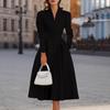 Abito Midi A-line da Donna con Scollo a V, Maniche Lunghe e Cintura