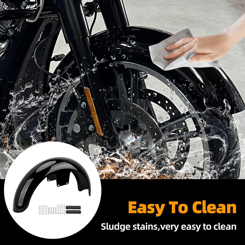 Gloss Black Wrap Front Fender Mudguard 19" 21" 23" For Harley Touring Electra Street Glide Road King Ultra Baggers