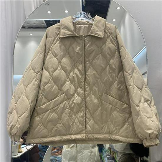 Women's 2022 Winter Korean Argyle Turn-Down Collar Down Jacket - Bright Color Duck Down Coat
