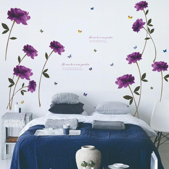 Flower Wall Decal Removable Peel And Stick PVC Stickers Colorful Rose/Morning Glory