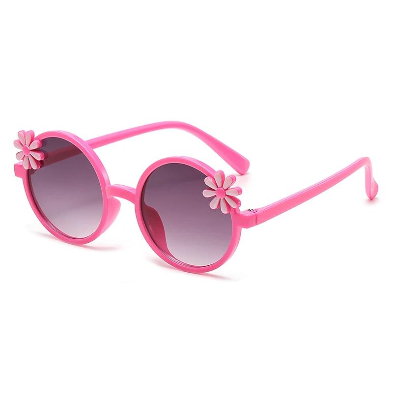 

2025 New Gradient Round Floret Children s Glasses Anti-ultraviolet Trend KID Sunglasses Outdoor Shading Travel KID s Mirror розы красного