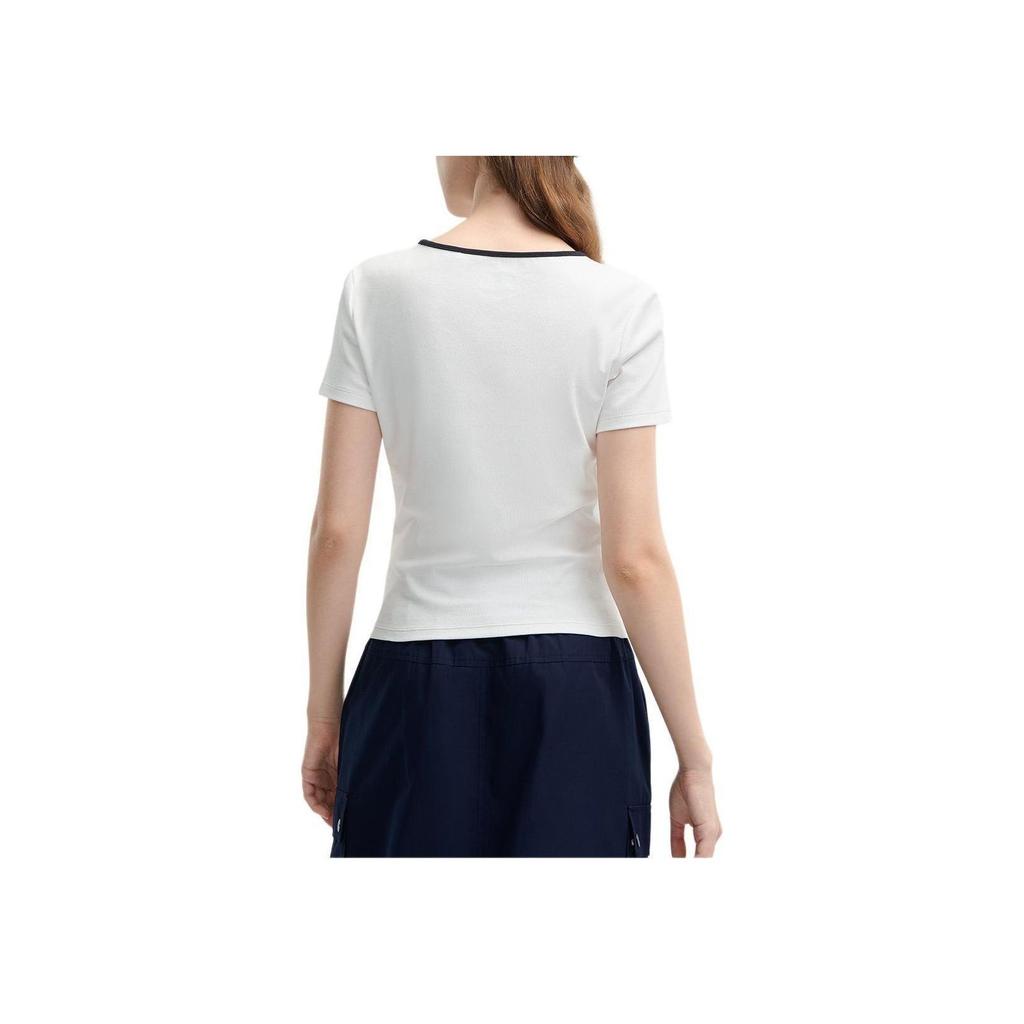 Fila Comfortable Fitted Crew Neck T-Shirt Women Tops Cloud-Mushroom-White F11W429112FWT