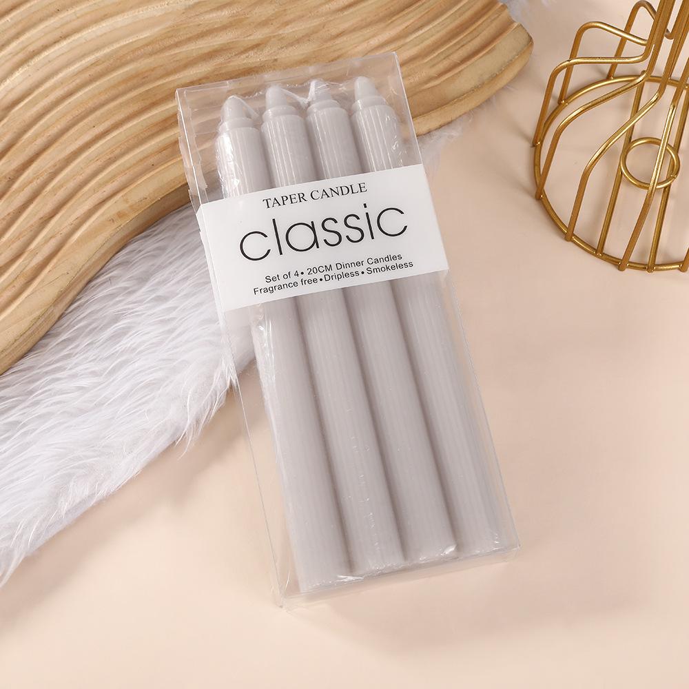 20cm Classic European Macaron Vertical Pattern Long Pole Candle Romantic Wedding Western Restaurant Pole Wax Colorful Candle Decoration