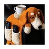 Dog Sofa Arm Organizer Crochet Dog Sofa Armrest Organizer with 2 Pockets And 1 Mug Holder Handmade Dog Shaped Armchair Remote Control Caddy