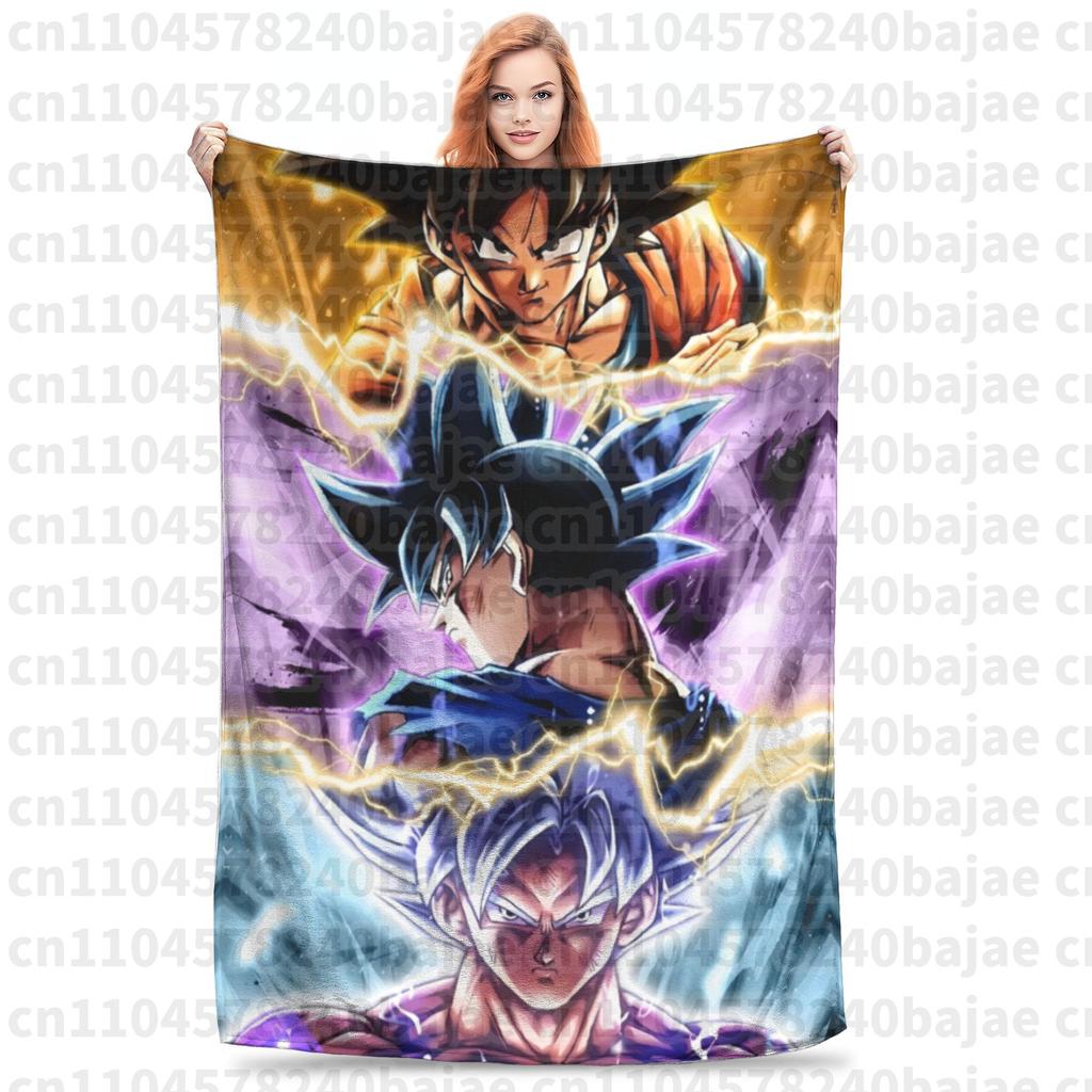 Dragon Ball Z Knitted Blanket Flannel Anime Son Goku Soft Throw Blankets for Bed Bedroom Quilt