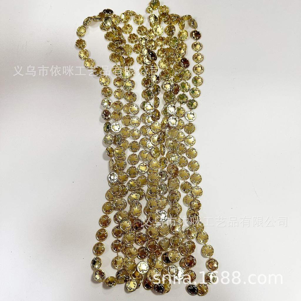 St. Patrick's Day Necklace Irish Clover Bead Chain Festival Party Jewelry Women's Lucky Green Pendant