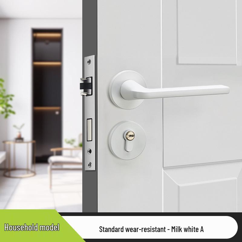 Universal Magnetic Black Bedroom Door Handle Lock - Silent, Solid Wood Design