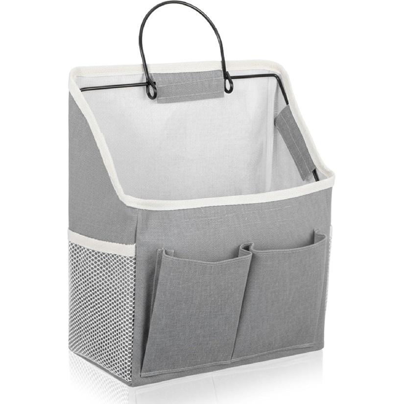 Wall Hanging Storage Bag Cotton Linen Hanging Storage Basket with Pockets Over the Door Organizer Wall File Organizers Desktop Organizer Basket For