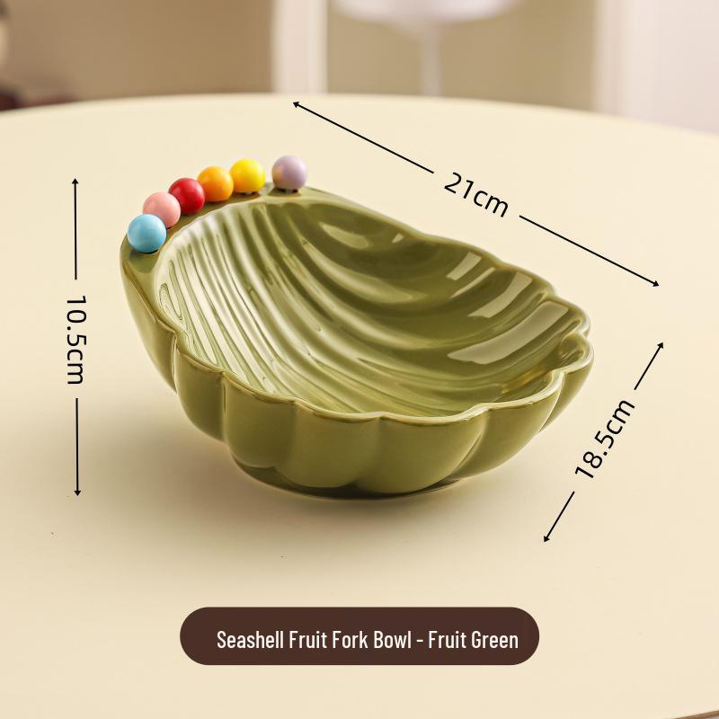 Ceramic Fruit Bowl & Stainless Steel Fruit Fork Set