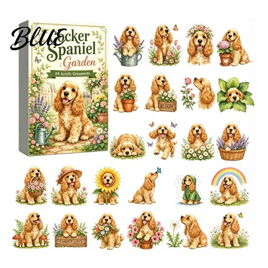 Decoraciones para Árbol de Navidad Calendarios de Adviento para Perros 2026 Calendario de Cuenta Atrás de 24 Días con Adorno de Caja de Regalo Estilo Retro Acrílico 2D Coleccionable