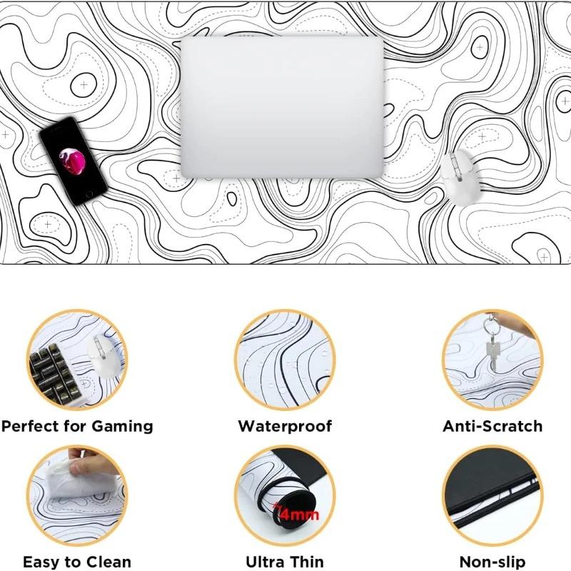 Black and White Gaming Mouse Pad Computer Laptop Keyboard Big Desk Mats Anti-slip Locking Edge Carpet 90x40cm Gaming Accessories