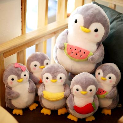 Cute Penguin Doll Holding Fruits and Vegetables Plush Toy Penguin Pillow Small Rag Doll Doll