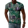 Summer Round Neck 3D Circuit Board Print T-shirts Fashionable Casual Short Sleeved Men's T-shirts