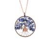 Ancient Red Copper Winding Natural Stone Crystal Tree Of Life Necklace Colorful Stone Necklace Jewelry N105