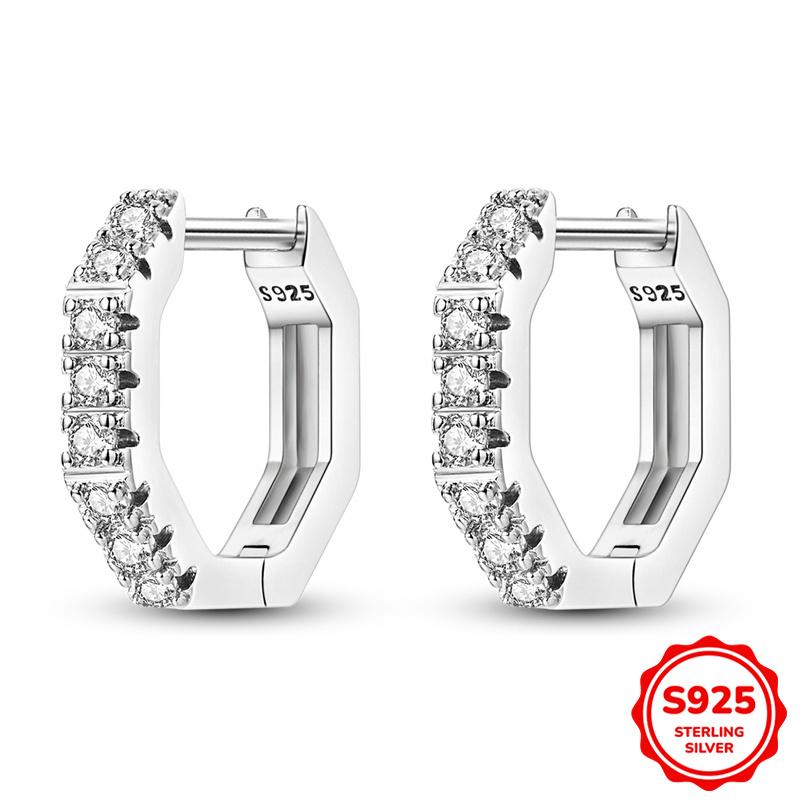 925 Sterling Silver Cubic Zircon Earrings Double  For Women Heart Star Moon Earrings Elegant Birthday Jewelry Gifts