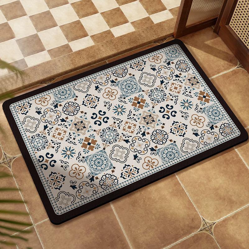 American Retro Diatomaceous Earth Bathroom Floor Mat - Absorbent, Non-Slip, Stain & Wear Resistant, Easy Care for Toilet Entrance