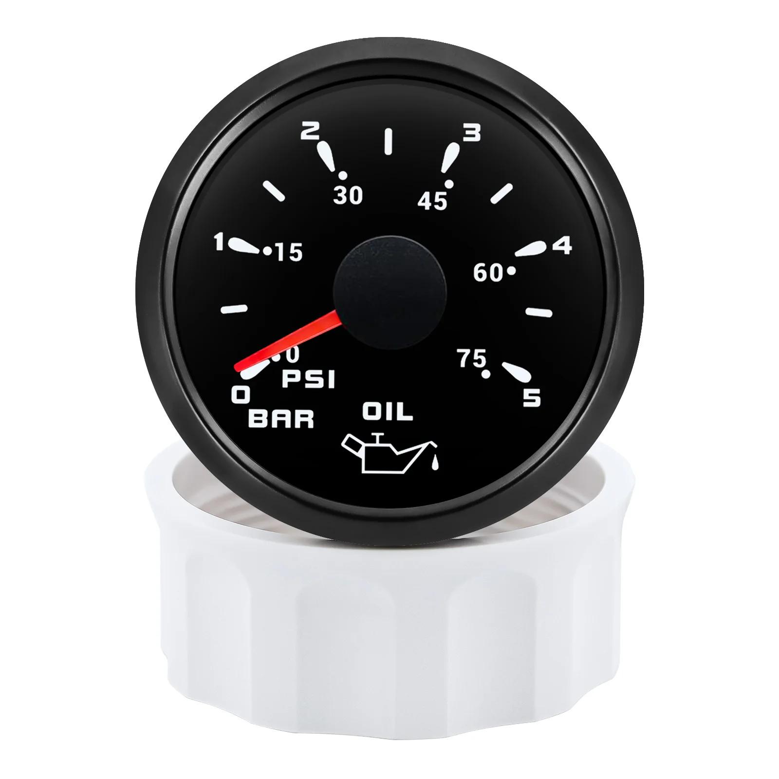 52MM Pointer Oil Press Meter 0~5Bar/0-75PSI Auto Car Gauge 7 Color Adjustable Or oil pressure sensor for Car Boat 9-32V BN