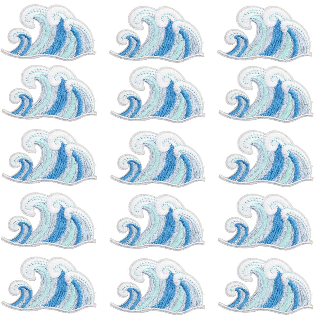 Wave Embroidery Cloth Sticker, Clothes Decoration Patch Sticker, Computer Embroidery Chapter Boy, Summer Surfing Sea Wave Embroidery Label