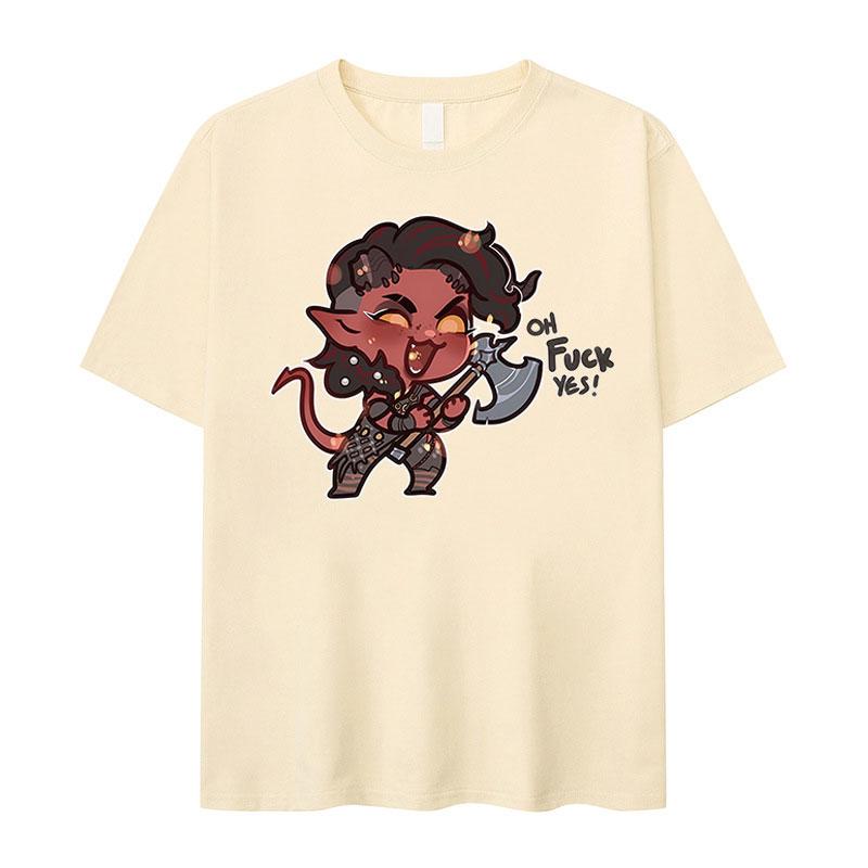 T-shirt Graphique Drôle Karlach Baldur's Gate 3 Hommes Femmes Mode Col Rond Manches Courtes T-shirts Décontracté 100% Coton T-shirt Surdimensionné
