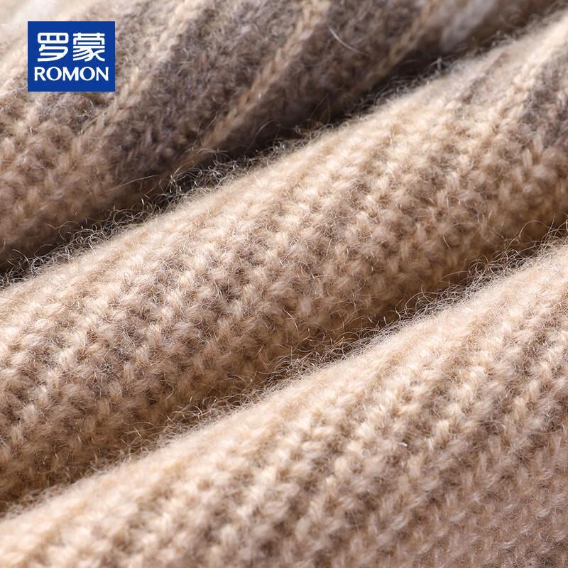 ROMON Men's 100% Cashmere Thickened Crew Neck Sweater