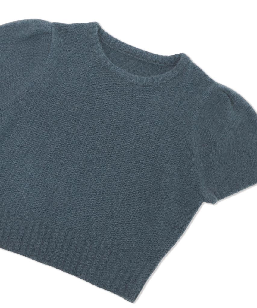 WITHOUT SUMMER Puff Raccoon Half Knit_Dusty Blue