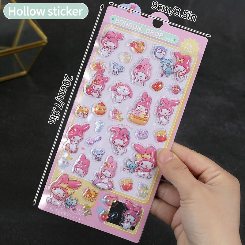 Sanrio Cartoon Sticker Hello Kitty Kuromi My Melody Aesthetic Sticker Cinnamoroll DIY Scrapbook Bonbon Drop Decal Party Favor