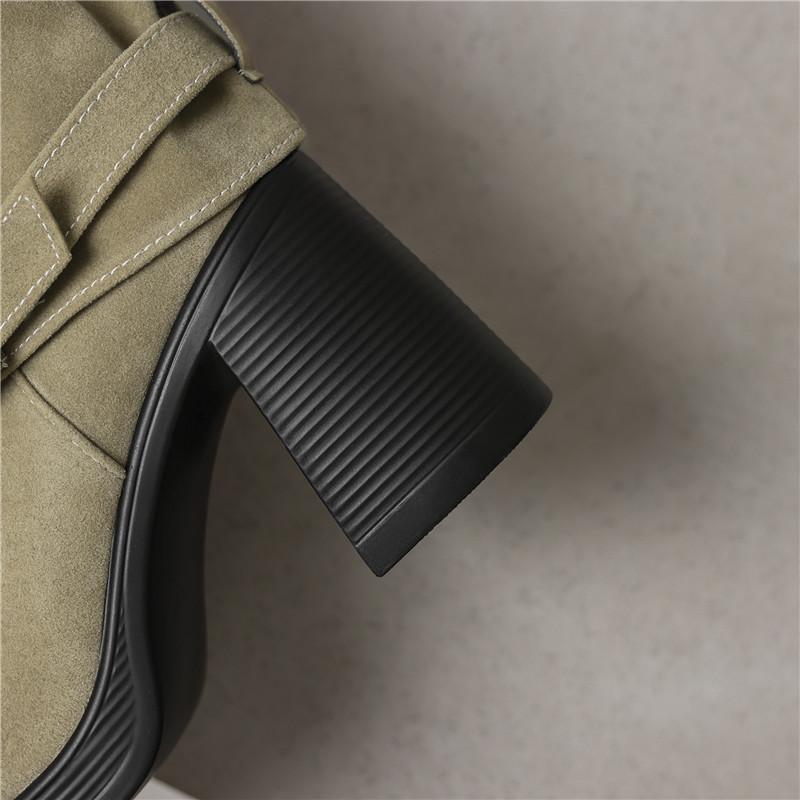 Women's High-heeled Boots Autumn and Winter New Sexy Temperament Thick Heel Square Head Large Size Medium Boots