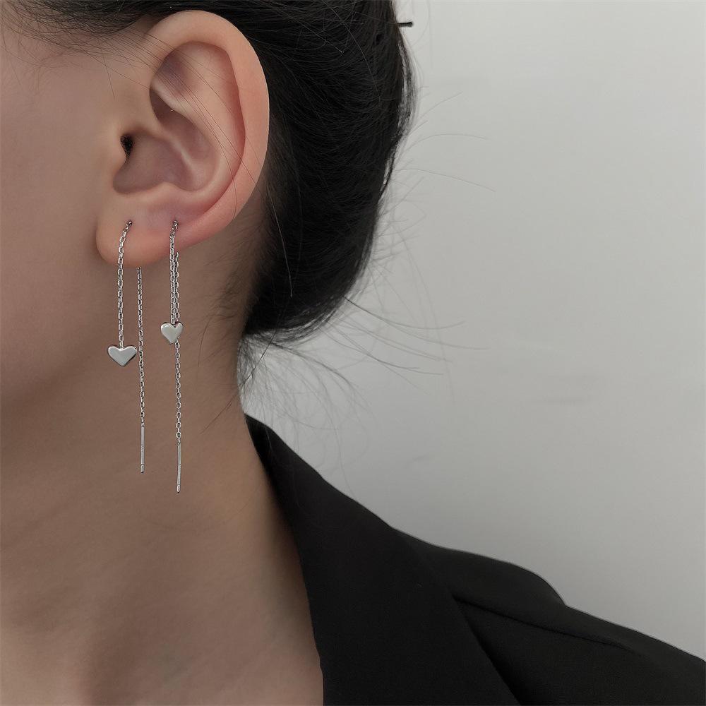 European & American Long Tassel Chain Clip-On Earrings - Versatile Fairy-Inspired Korean Style for Women