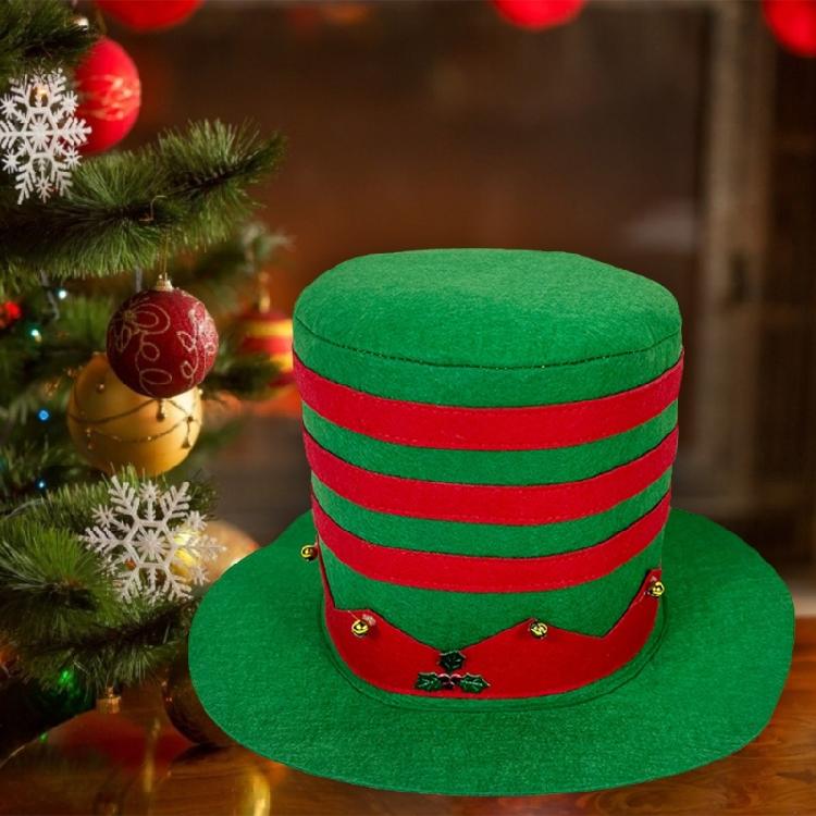Christmas Hat Top Hat New Year Festive Green Stripes  Christmas Party