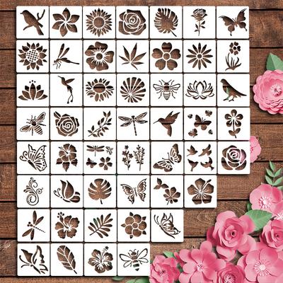 Originální design, 50 kusů/sada, Šablona pro malování květin, Šablona pro malování ptáků, Šablona pro malování listů, Květinové téma, DIY nástroj