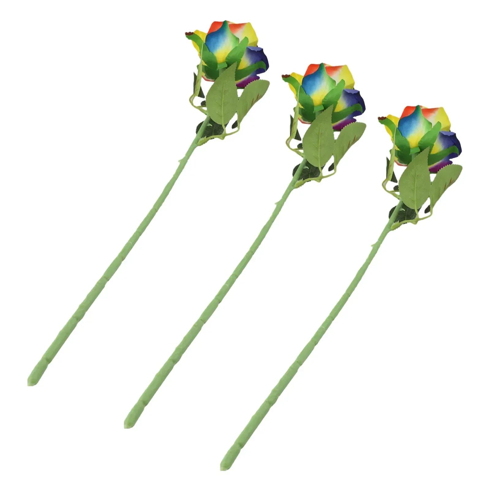 

For Rainbow Silk Roses Set Of 3 For Party And Wedding Decor Beautiful Artificial Flowers For Stylish Interiors China Mainland