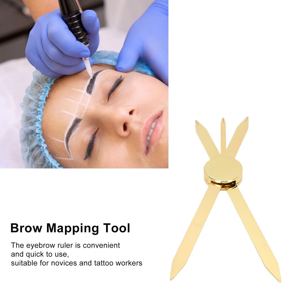 Compass Eyebrow Ruler Adjustable Accurate Positioning Stainless Steel Material Gold Compass Design Brow Measuring Tool